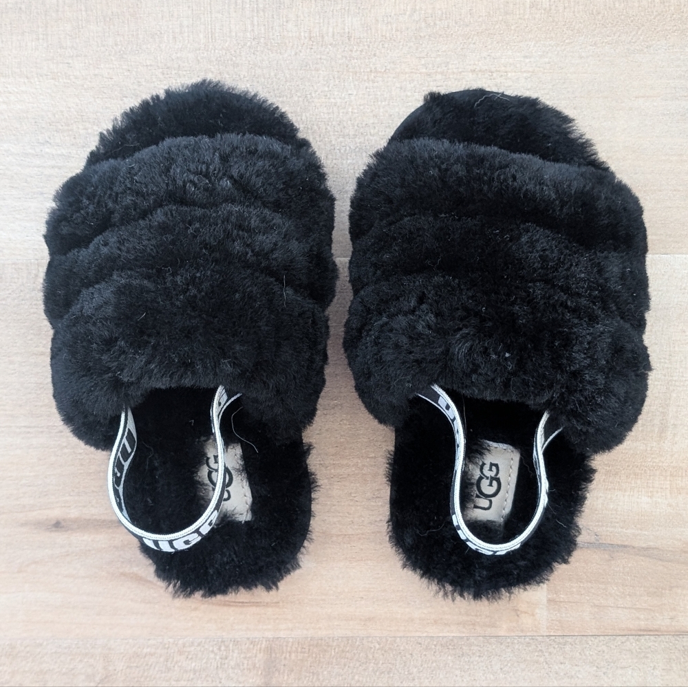 UGG Fluff Yeah Slide Slippers in Black - Size 8T - Picture 2 of 6